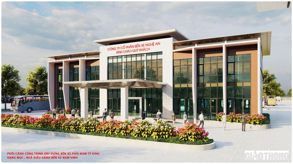 Bến xe Nam Vinh nằm ở b&ecirc;n QL1 đoạn qua x&atilde; Hưng Lợi, Hưng Nguy&ecirc;n, Nghệ An, do C&ocirc;ng ty CP Bến xe Nghệ An đầu tư x&acirc;y dựng. (Ảnh: Phối cảnh nh&agrave; điều h&agrave;nh Bến xe Nam Vinh)