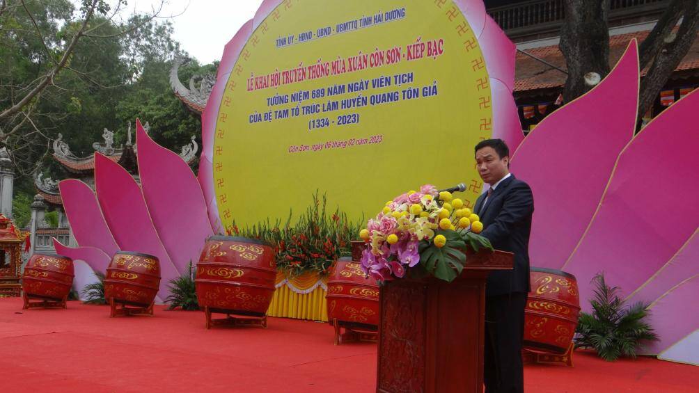 &Ocirc;ng Triệu Thế H&ugrave;ng, Ph&oacute; B&iacute; thư Tỉnh uỷ, Chủ tịch UBND tỉnh Hải Dương cho biết, tỉnh Hải Dương lu&ocirc;n ph&aacute;t huy c&aacute;c gi&aacute; trị văn h&oacute;a vật thể, phi vật thể tại khu di t&iacute;ch C&ocirc;n Sơn; quan t&acirc;m đầu tư, bảo tồn, tu bổ, phục dựng nhiều c&ocirc;ng tr&igrave;nh ti&ecirc;u biểu, để C&ocirc;n Sơn trở th&agrave;nh "chốn t&ugrave;ng l&acirc;m đẹp đẽ" như lời B&aacute;c Hồ đ&atilde; dặn.