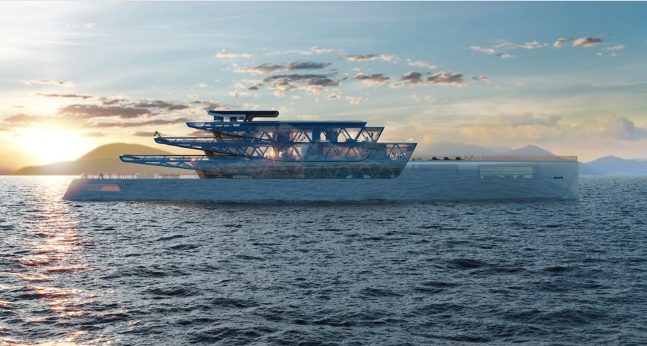 Theo nh&oacute;m thiết kế Jozeph Forakis Design, du thuyền Pegasus sẽ &ldquo;t&agrave;ng h&igrave;nh&rdquo; cả về thiết kế lẫn t&aacute;c động tới m&ocirc;i trường. Đ&oacute; l&agrave; v&igrave; con t&agrave;u khổng lồ sẽ được lắp k&iacute;nh để phản chiếu m&ocirc;i trường xung quanh, gi&uacute;p du thuyền dường như ẩn m&igrave;nh trong kh&ocirc;ng gian v&agrave; kh&ocirc;ng ph&aacute;t thải ra m&ocirc;i trường. Ảnh - Jozeph Forakis