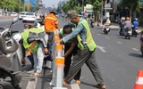 TP.HCM: Gấp rút hoàn thiện hàng rào thép trên đường Cộng Hòa, phân làn đảo chiều từ 15/5