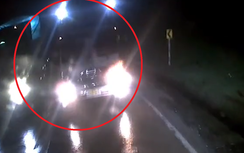 Thót tim xe tải lấn làn vượt ẩu suýt gây tai nạn trên đèo Lò Xo