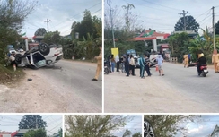 Ô tô lật ngửa, một người tử vong sau va chạm với xe máy sang đường
