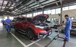 Cận cảnh hàng dài ô tô xếp hàng chờ kiểm định