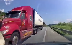 Xe container lấn làn, vượt ẩu trên cao tốc