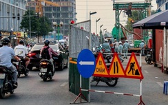 Loạt lô cốt bỏ hoang 2 năm trên đường Vũ Trọng Khánh vừa được thi công trở lại