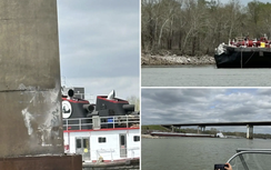 Lại thêm một cây cầu tại Mỹ bị đâm trúng trụ đỡ