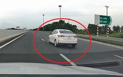 CSGT xác minh ô tô Hyundai Accent đi lùi trên cao tốc Hà Nội - Hải Phòng
