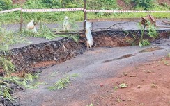 Đắk Nông: Rào chắn 2 tuyến đường liên xã bị sạt lở, sụt lún do mưa kéo dài