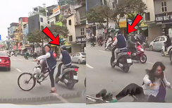 Người đi xe máy đâm ngã xe đạp rồi tăng ga bỏ chạy
