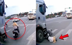 Người phụ nữ suýt mất mạng vì tạt đầu xe container