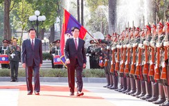 Lào tổ chức trọng thể lễ đón Chủ tịch nước Lương Cường