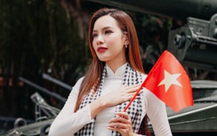 Hoa hậu Hoàng Phương thướt tha trong tà áo dài trắng, chào mừng đại lễ 30/4