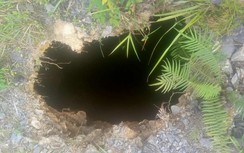 Thái Nguyên: Hố sụt lún bất ngờ xuất hiện gần đường dân sinh