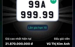Biển số ô tô "ngũ quý" 99A-999.99 trúng đấu giá với gần 22 tỷ đồng