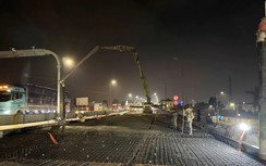 Hà Nội: Xuyên đêm thi công trạm cân tự động tại đầu cầu Thăng Long