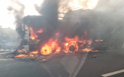 Xe tải bùng cháy dữ dội trên cao tốc Phan Thiết - Dầu Giây