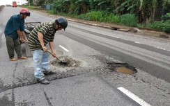 Tập trung vá sửa, đảm bảo giao thông QL1 Bình Định