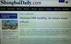 Báo Trung Quốc đưa tin về Đại tướng Phùng Quang Thanh