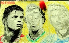 Xem cô gái dùng chân vẽ ba siêu sao bóng đá