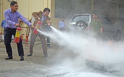 Diễn tập phòng cháy chữa cháy tại Báo Giao thông