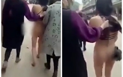 Vợ đánh ghen bá đạo, lột đồ bồ nhí của chồng diễu phố