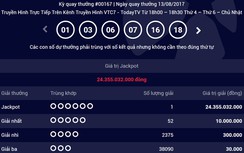 Kết quả xổ số Vietlott 13/8/2017: Hơn 24 tỷ đồng tìm được chủ