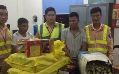 CSGT bắt xe tải chở 500 quả pháo hình lựu đạn