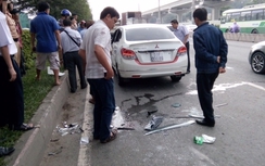 Xe đầu kéo húc văng ô tô trên Xa lộ Hà Nội