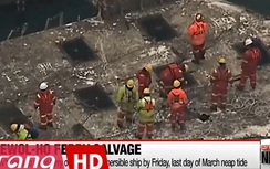 Phà Sewol lên khỏi mặt nước, chuẩn bị được kéo về cảng