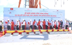 Hợp long cầu Vàm Cống kết nối Đồng Tháp với Cần Thơ