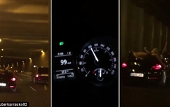 Cởi trần, nằm ngửa trên nóc ô tô chạy hơn 100km/h