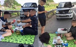 Chuyển công an xác minh, phạt nguội chủ xe dừng ô tô ăn nhậu trên cao tốc
