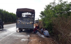 Xe tải chở vôi bất ngờ bốc cháy trên đường Hồ Chí Minh