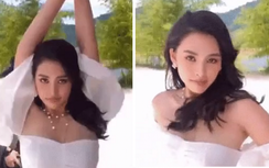 Clip: Chạy trú nắng, Tiểu Vy thần thái ngời ngời khi thấy máy quay