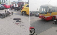 Xe buýt nghi lấn làn tông trực diện xe máy, 2 nam sinh nhập viện cấp cứu