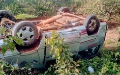 Gia Lai: Xe khách "phơi bụng" do lao trụ điện, 4 người nhập viện khẩn