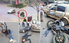 Video: Kinh hoàng khoảnh khắc 2 thanh niên bắn lên cao sau cú đâm mạnh taxi