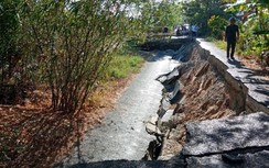 Sụt lún tuyến Cơi 5 - Đá Bạc: Cấm xe, vận động người dân khẩn trương di dời
