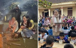 Lương Thùy Linh mộc mạc lên rừng nấu phở, làm người phục vụ trong giá lạnh