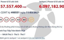 Kết quả xổ số Vietlott 11/3: Ai sở hữu bộ số may mắn hơn 95 tỷ đồng?