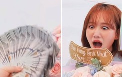 Quà sinh nhật toàn vàng và đô la khiến Hari Won “mắt chữ A, miệng chữ O”