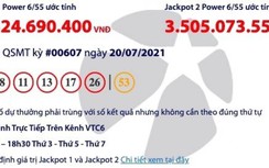 Kết quả xổ số Vietlott 20/7: Tìm người may mắn trúng thưởng hơn 38 tỷ