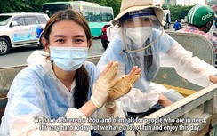 Thùy Tiên mặc đồ bảo hộ tả tơi, "bắn" tiếng Anh ở Miss Grand International