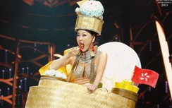 Video: Cười ngất khi Miss Grand Hong Kong vừa trình diễn vừa ăn ngon lành