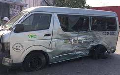 Xe đầu kéo “làm xiếc” trên QL1 rồi đâm ô tô 16 chỗ, 7 người bị thương