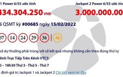 Kết quả xổ số Vietlott 15/2/2022: 1 người trúng giải khủng rằm tháng Giêng