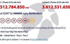 Kết quả xổ số Vietlott 5/3: Tìm người trúng hơn 36 tỷ