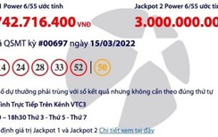 Kết quả xổ số Vietlott 15/3: Một người “ẵm” hơn 4,6 tỉ đồng trúng thưởng