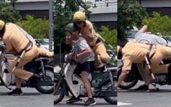 Xôn xao clip CSGT TP.HCM khống chế người đi xe máy rẽ trái vào đường Ký Con