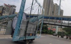 Cận cảnh xe tự chế chở hàng cồng kềnh, vô tư vi phạm giao thông